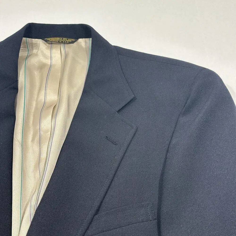 VTG Men Tailor Made Wimbledon‎ Blue Jacket Gold Buttons Racquet Club USA READ